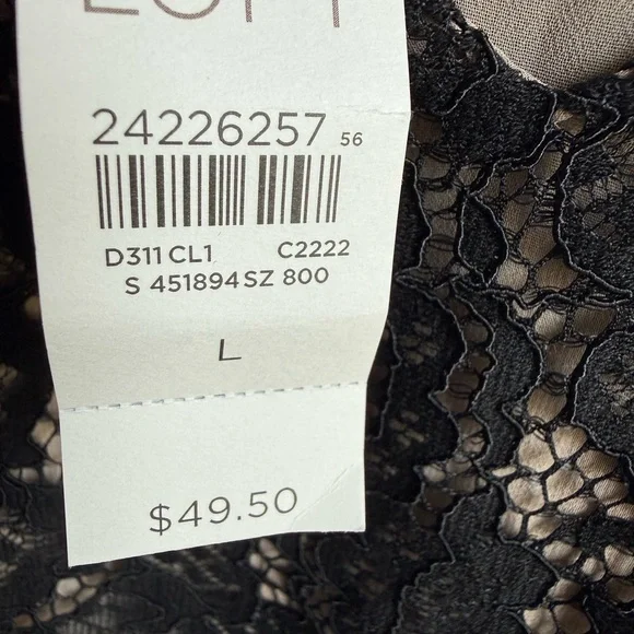 NWT LOFT Black Floral Lace Overlay tank - Picture 5 of 6